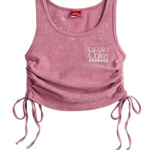 Coca Cola Enjoy Embroidered Side Cinch Ribbed Tank Тор
